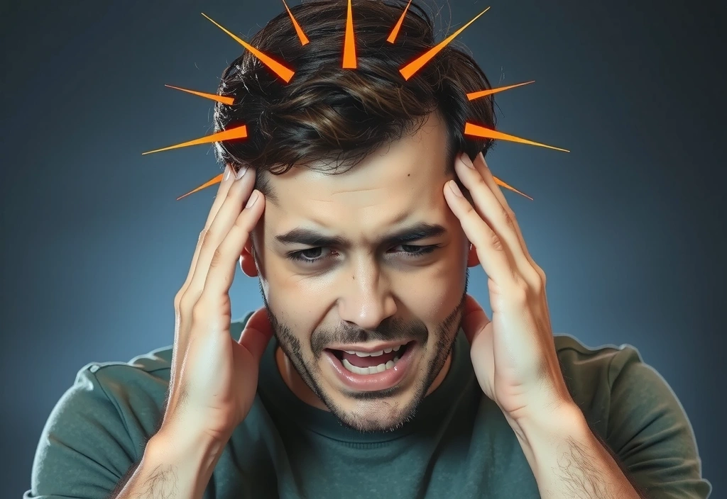 Osoba odczuwająca zmęczenie i stres, symbolizujące niedobór witamin B